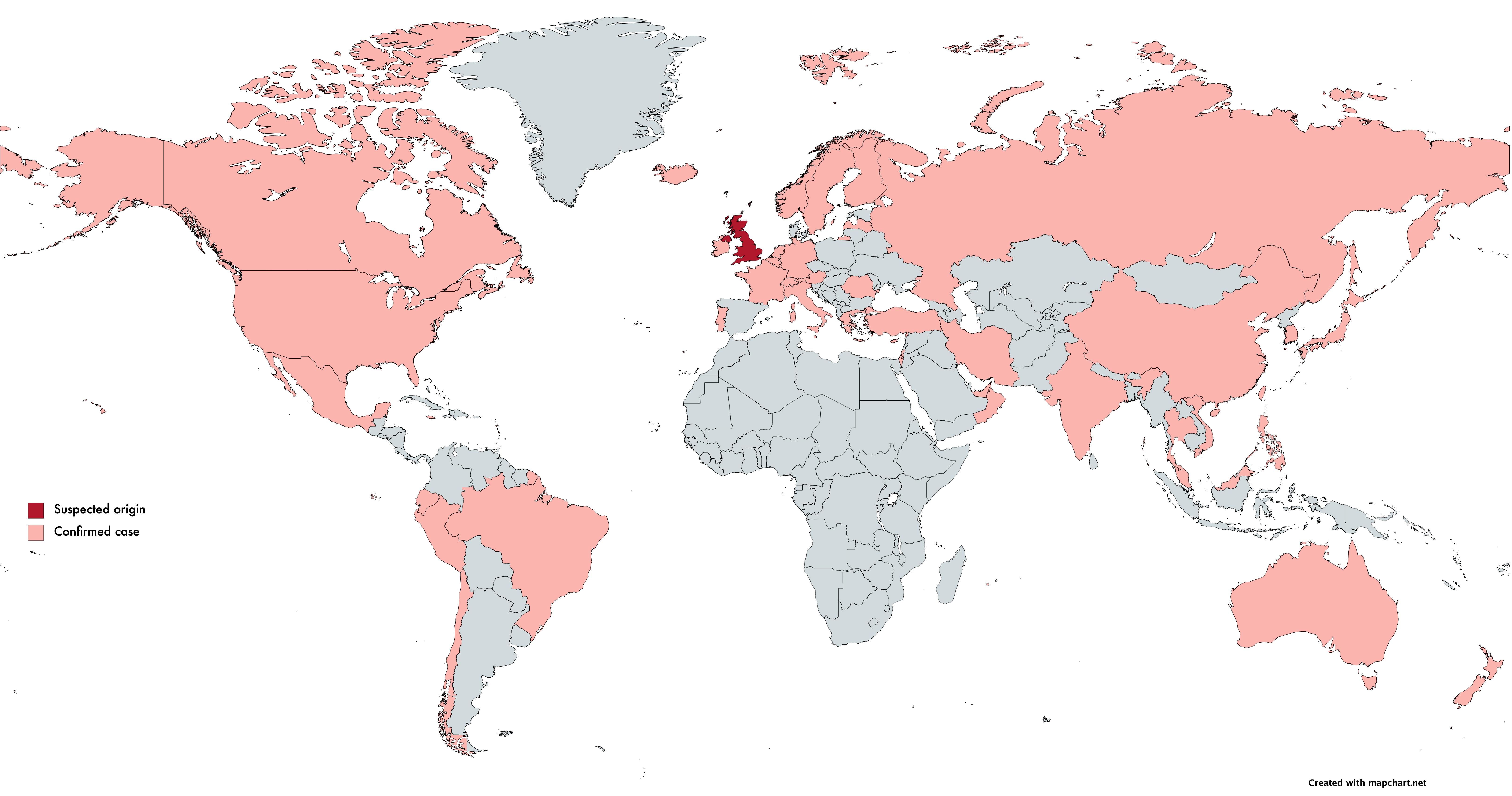 Map showing spread of UK variant of SARS-CoV-2 Map showing spread of UK variant of SARS-CoV-2