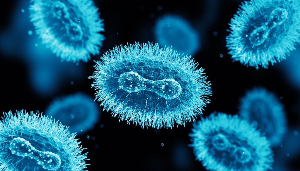Rendered image of the monkeypox virus.