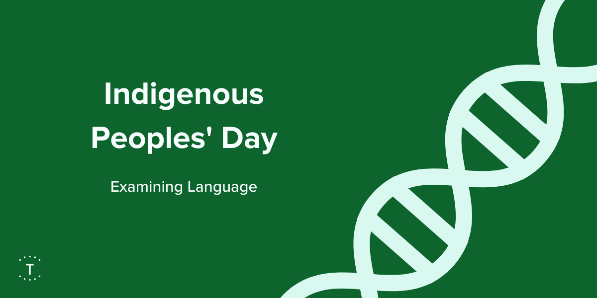 Green image with the words "Indigenous Peoples' Day" in white text.