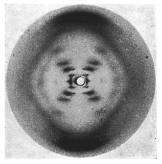 Rosalind Franklin 的“照片 51 号”显示了 DNA 的 X 射线衍射图像